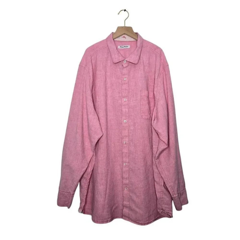 Tommy Bahama Linen Blend Shirt Size XXL Pink Button Down